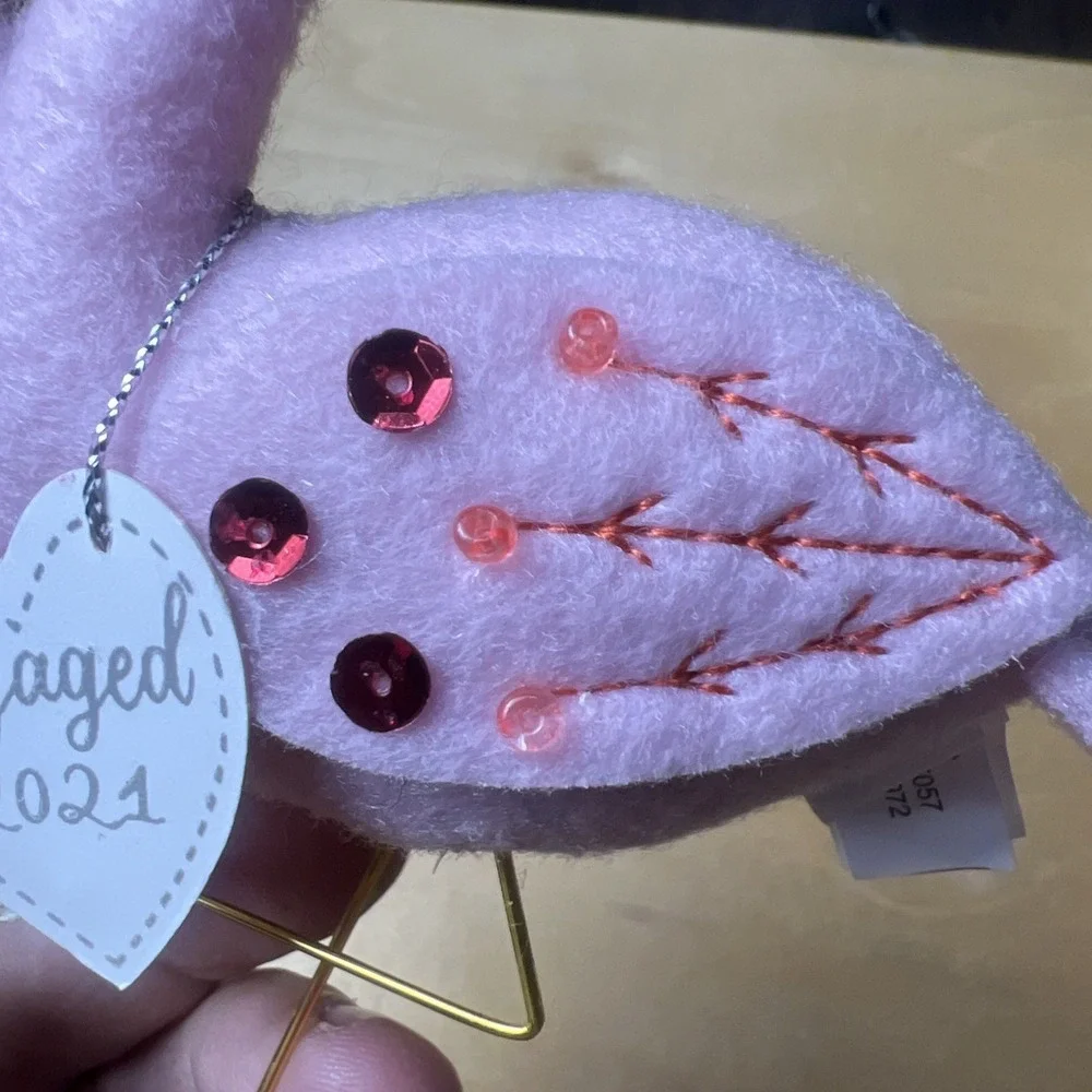 Flamingo Love Birds Engaged 2021‎ Felt Christmas Ornament